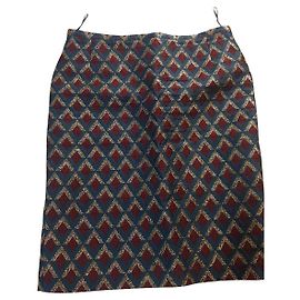 Gerard Darel gerade Rock Polyester Gold Dunkelrot Dunkelgrün Golden Bordeaux Dunkelgrün