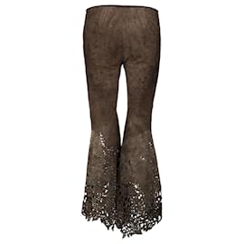 Roberto Cavalli-Roberto Cavalli Roberto Cavalli Laser-Cut Leather Pant-Brown