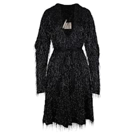 Vivienne Westwood-Vivienne Westwood Robe noire à franges scintillantes-Noir