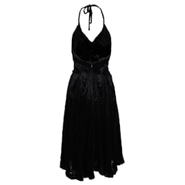 Vivienne Westwood-Vivienne Westwood Gold Label Transparentes schwarzes Neckholder-Kleid aus Kunstpelz-Grau
