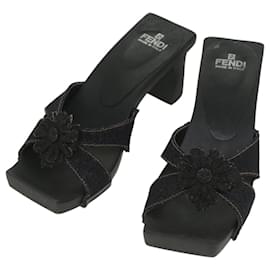 Fendi-FENDI High heels Sandals Denim Size 36 Black Auth 34073-Black