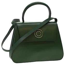 Céline-CELINE Hand Bag Leather 2Way Green Auth 33913-Green