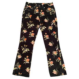 Jeans bootcut R13 velluto nero stampa floreale Nero