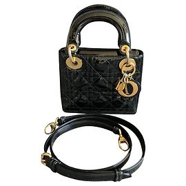 Dior Lady Dior Mini Black Patent Leather Black