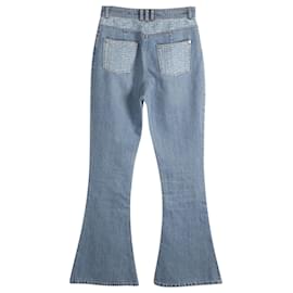Balmain-Jeans a zampa Balmain in denim di cotone blu-Blu