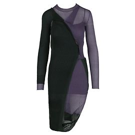 Vestido de canalé drapeado de dos tonos de Bottega Veneta Multicolor