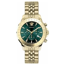 Versace-Versace Chrono Signature Steel Watch-Golden,Metallic