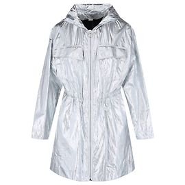 Stella Mc Cartney Stella McCartney Noelia Kurzer Parka mit Reißverschluss Silber Metallisch