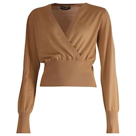 Dolce & Gabbana-Dolce & Gabbana Wrap Style Top in Camel Wool-Other,Yellow