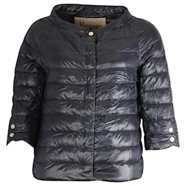 Herno-Herno Three-Quarter Sleeve Puffer Jacket in Blue Polyamide-Blue