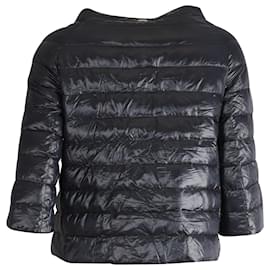 Herno-Herno Three-Quarter Sleeve Puffer Jacket in Blue Polyamide-Blue