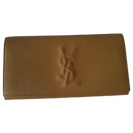 SAINT LAURENT HAMMERED LEATHER WALLET Beige