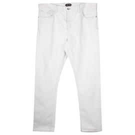 Tom Ford-Tom Ford Slim Fit Jeans in White Cotton Denim-White