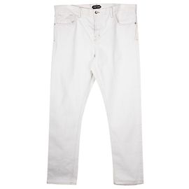 Vaqueros Tom Ford Slim Fit en denim de algodón blanco Blanco