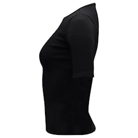 Anine Bing-Anine Bing Ribbed Short Sleeve T-Shirt in Black Polyamide-Black