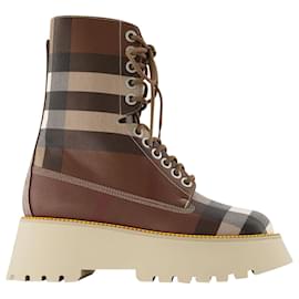 Burberry-Exaggerated Check leatherette platform boots-Multiple colors