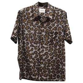 Nanushka-Nanushka Leopard Print Short Sleeve Button Front Shirt in Multicolor Cotton -Other