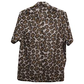 Nanushka-Nanushka Leopard Print Short Sleeve Button Front Shirt in Multicolor Cotton -Other