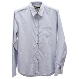 Gucci-Gucci Pinstripe Button Up Shirt in Light Blue Cotton-Blue