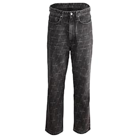 Balenciaga-Balenciaga Calça jeans reta com estampa de logo em algodão preto-Preto