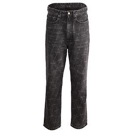 Balenciaga Straight Jeans mit Logo-Print aus schwarzer Baumwolle Schwarz