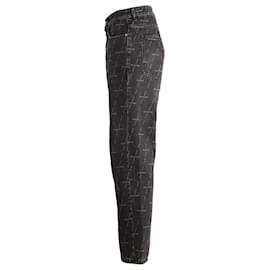 Balenciaga-Balenciaga Calça jeans reta com estampa de logo em algodão preto-Preto