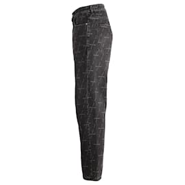Balenciaga-Balenciaga Logo Print Straight Jeans in Black Cotton-Black