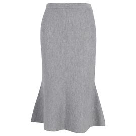 Iris & Ink Knit Flared Skirt in Gray Wool Brown