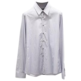 Gucci-Camisa social Gucci risca de giz em algodão branco-Azul