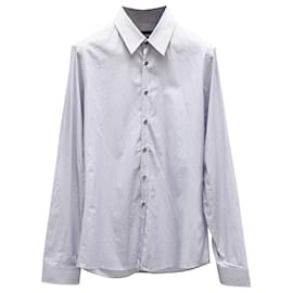 Gucci-Chemise habillée à fines rayures Gucci en coton blanc-Bleu