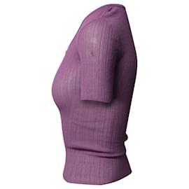 Jacquemus-Jacquemus Rib-Knit Sheer Top in Purple Viscose-Purple