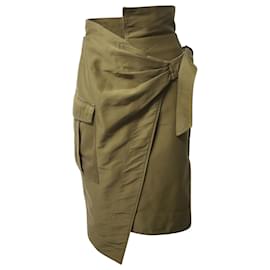 Isabel Marant-Isabel Marant Giulia Wrap Skirt in Khaki Cotton-Green,Khaki