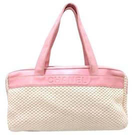 Chanel-chanel Textured Cotton Tote Bag pink-Pink