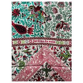 Hermès scialle 140 cm Hermes Giardini di Seta Rosa Verde chiaro