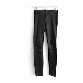 J Brand-J Brand Jeans de couro envelhecido-Preto