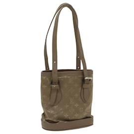Louis Vuitton-LOUIS VUITTON Monogram Satin Little bucket Hand Bag Beige M92145 LV Auth am3521a-Beige