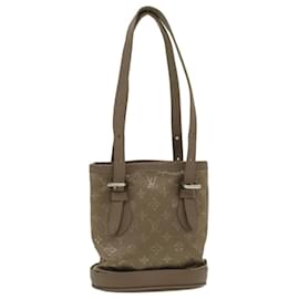 Louis Vuitton-LOUIS VUITTON Monogram Satin Little bucket Hand Bag Beige M92145 LV Auth am3521a-Beige