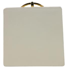 Salvatore Ferragamo-Salvatore Ferragamo Gancini Hand Bag Leather White Gold Tone Auth 34202a-White,Other