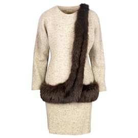 Autre Marque-Conjunto de falda y chaqueta de lana Mimmina-Beige