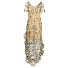 Gianfranco Ferré Perlenbesetztes Tüllkleid Golden
