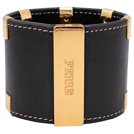 Gianfranco Ferré-Rigid Leather Bracelet-Golden