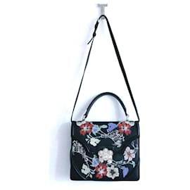 Alexander Mcqueen-Alexander McQueen tapestry & crystal leather bag-Black
