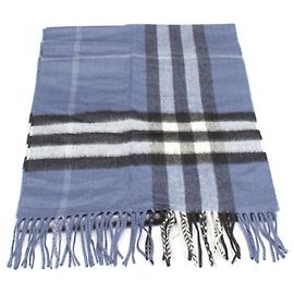 Burberry House Check Cashmere Scarf Blue