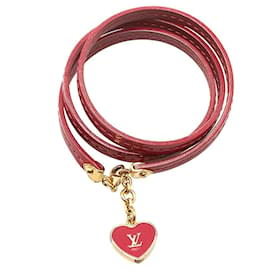 Louis Vuitton-Bracelet d'engagement en cuir Louis Vuitton-Rouge