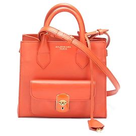 Cadeado de couro Balenciaga bolsa toda tarde Laranja