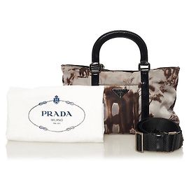 Sac cabas Prada Tessuto Stampato Alabastro Gris