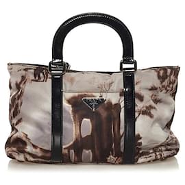 Prada-Prada Tessuto Stampato Alabastro Bolsa de tela-Gris