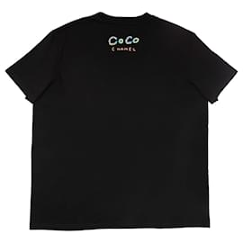 Chanel-Chanel x Pharrell Black Embellished Cotton T-Shirt-Black