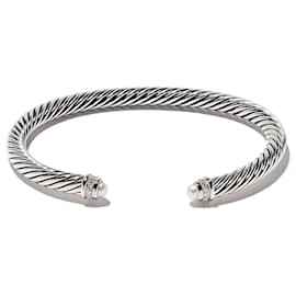David Yurman-Rigid David Yurman Cable Classique bracelet in silver, pearls and diamonds-Silvery