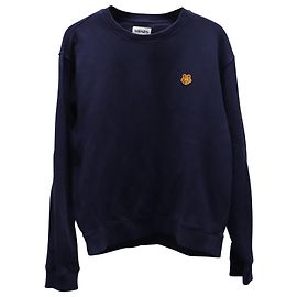 Kenzo Obermaterial Besticktes Rundhals-Sweatshirt aus marineblauer Baumwolle Blau Marineblau